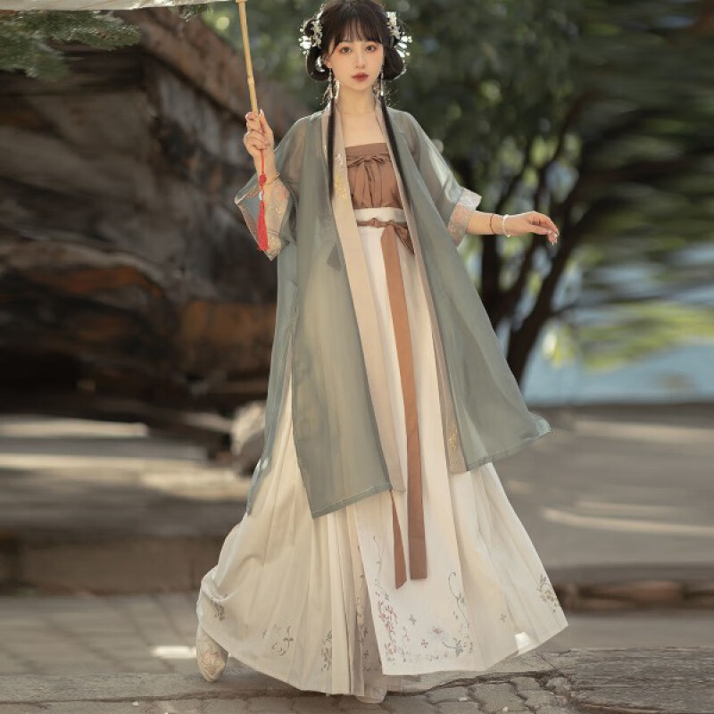 衡曾胖妹妹古装汉服女夏季薄款 大码加肥胖穿女宋制褙子齐腰襦裙仙气