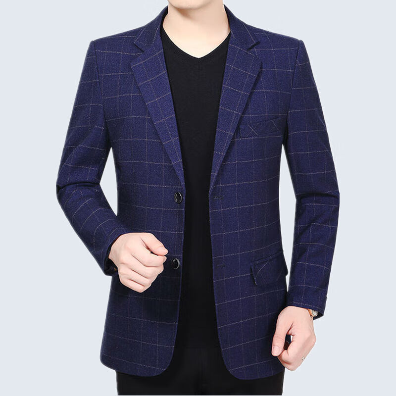 搜立(souli)西服男春秋季中年男士西装外套商务休闲上衣服韩版修身