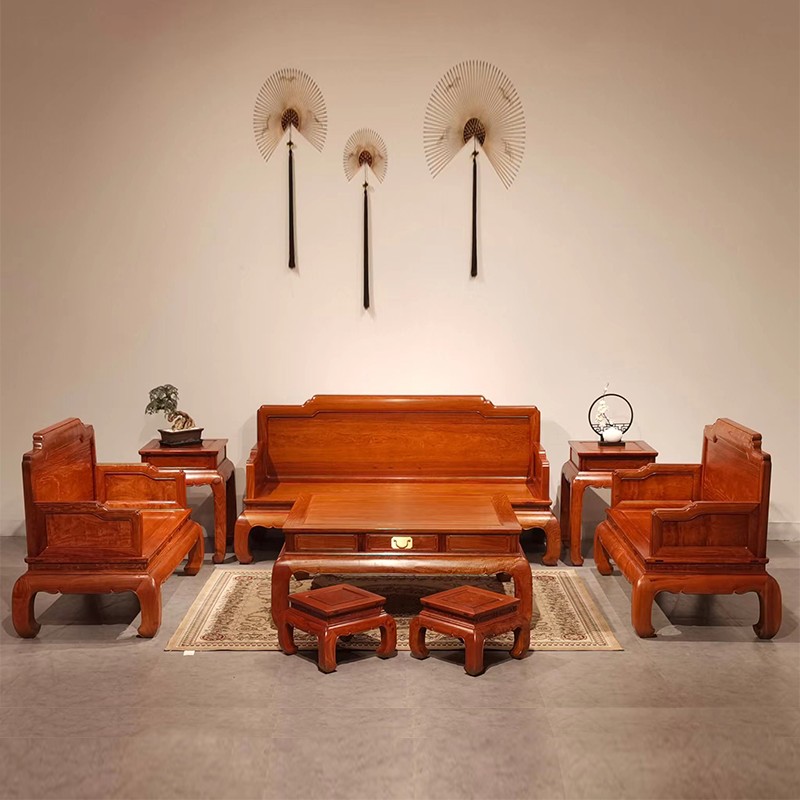 大果紫檀)实木沙发客厅家具组合新古典中式沙发 荣耀沙发八件套