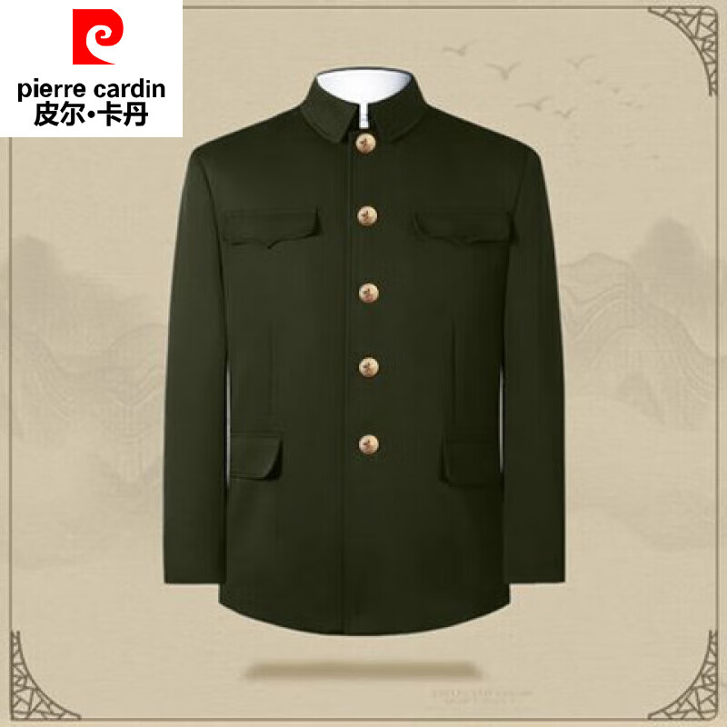 皮尔卡丹中山装男套装中老年加绒上衣老年外套老式翻领中山服爷爷装爸爸装 军绿色暗兜【单件上衣】 【双层 170/L/72码使用感如何?