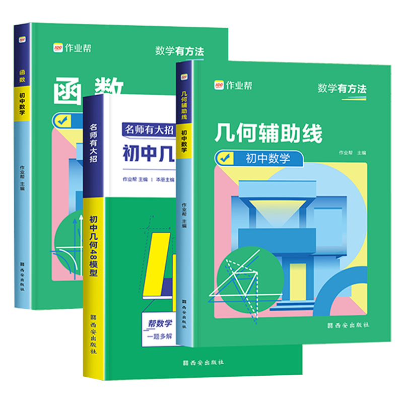 初中生数学有方法（共3册） 几何辅助线+48模型+函数 七八九年级中考冲刺数学解题规律方法与技巧书