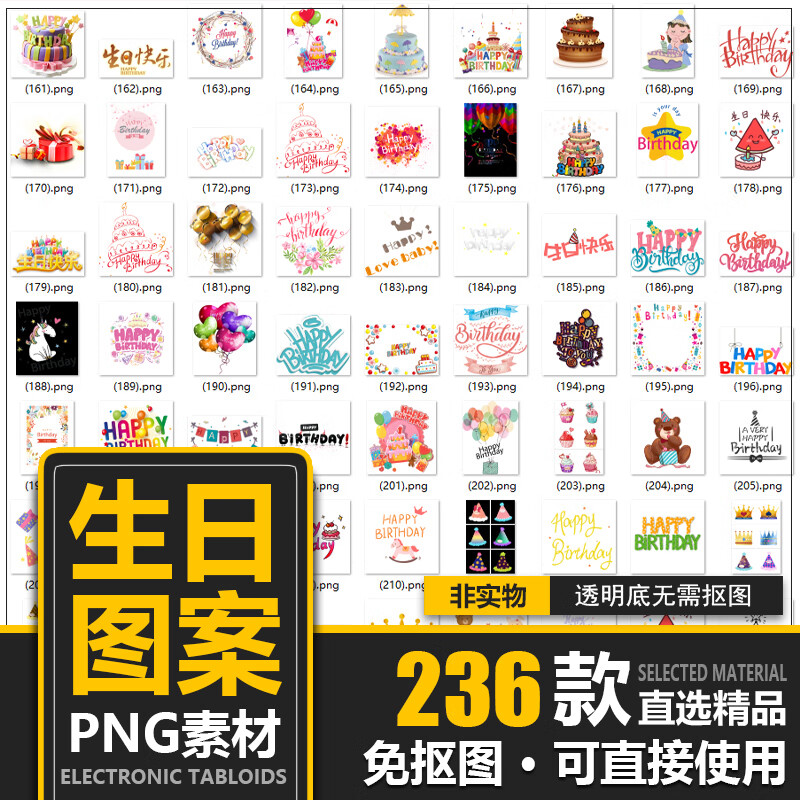 生日快乐中英文艺术字礼物蛋糕免抠png图片图案ps设计素材