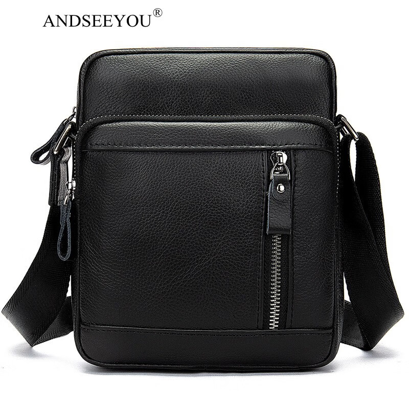 andseeyou品牌 斜挎包男 新款男士单肩包商务男式斜挎包头层牛皮单肩
