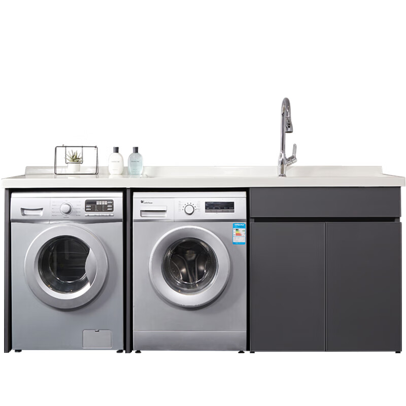 JONTO双位洗衣机柜台盆一体阳台洗衣柜洗衣机一体柜洗衣池洗衣台一体盆 230左右盆柜可选(左盆留言客服)