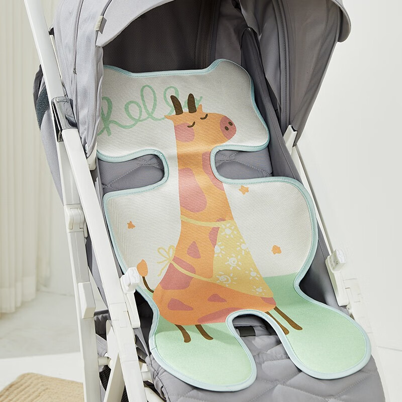 威尔贝鲁WELLBER婴儿车凉席卡通提花大图案婴儿童车席 长颈鹿