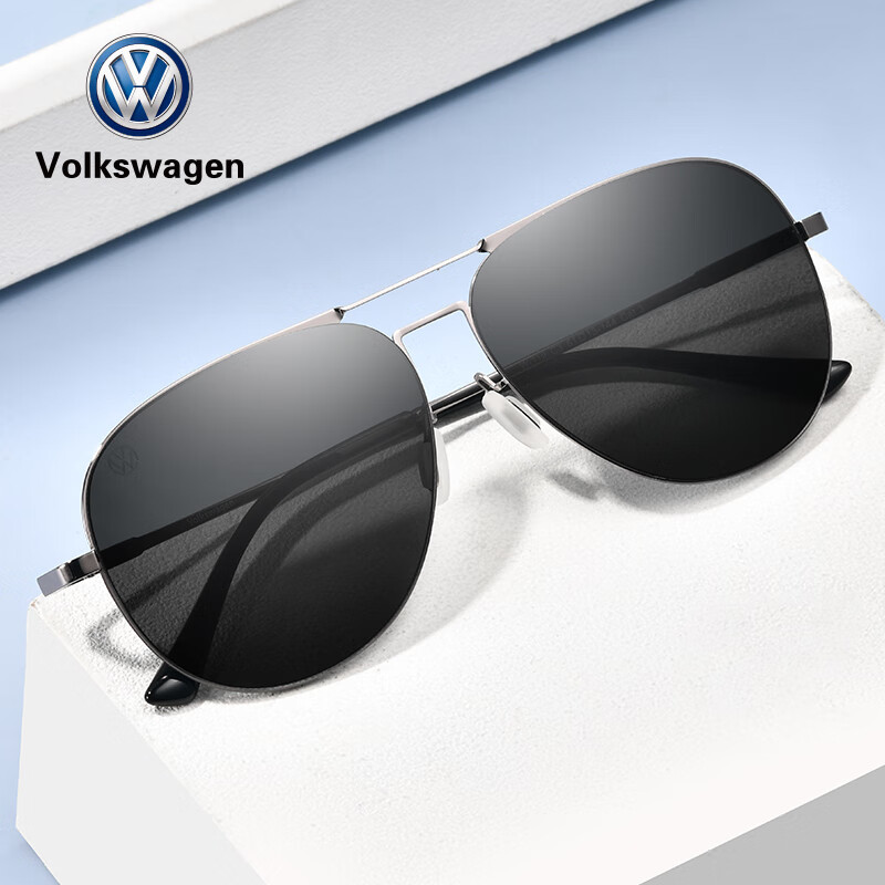 德国大众volkswagen太阳眼镜男开车时尚墨镜119 c3-银框黑片
