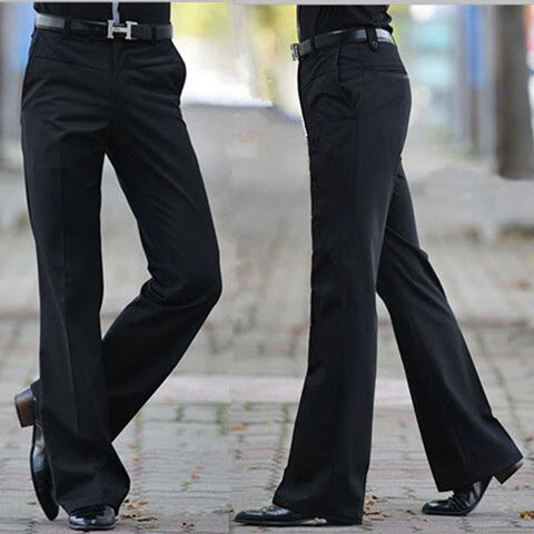 小啦叭库中年男士大脚牛仔裤微喇叭裤韩版喇叭西裤男商务修身垂感直筒