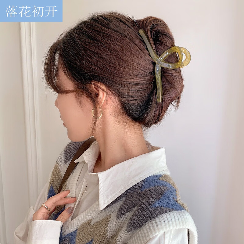 树脂后脑勺大号发夹女韩式气质盘发抓夹鲨鱼发卡头发夹子头饰 橄榄绿