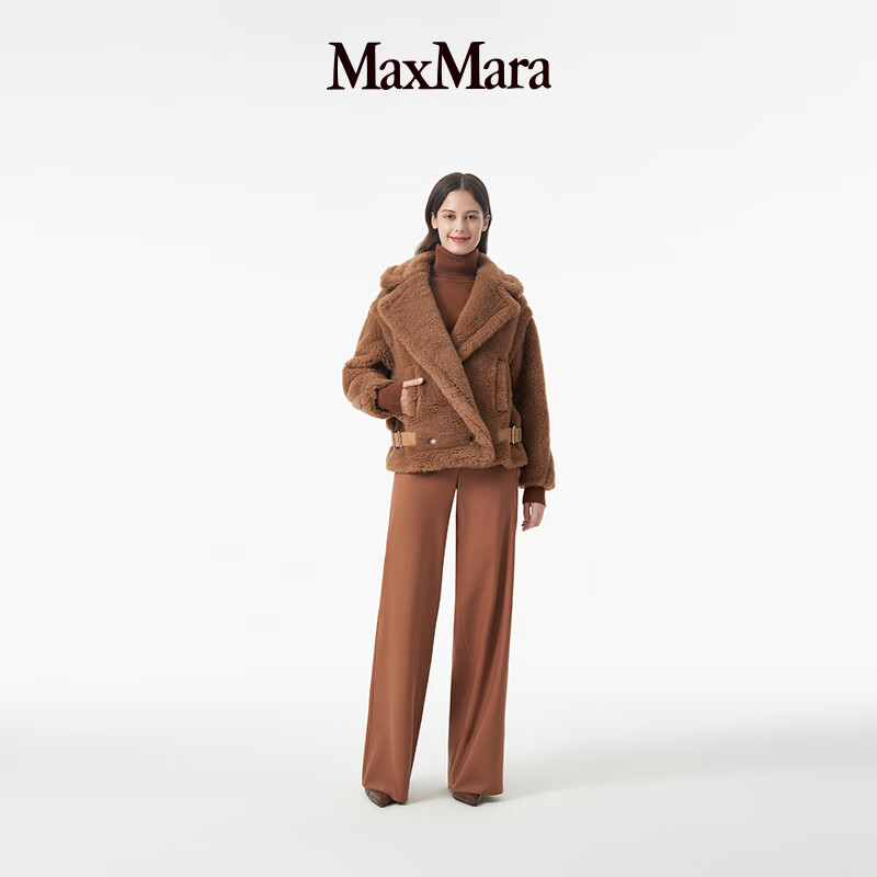 maxmara 女装泰迪熊骆驼绒混纺短款外套1086062306 驼色 40
