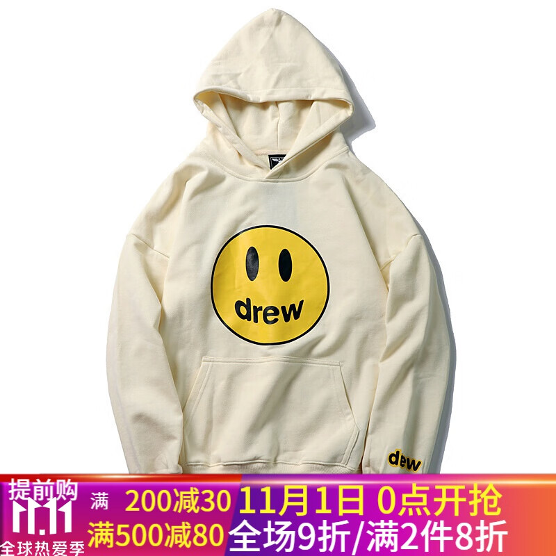 drew秋冬笑脸卫衣男潮drew贾斯汀比伯高街头男女情侣装连帽衫服装服饰