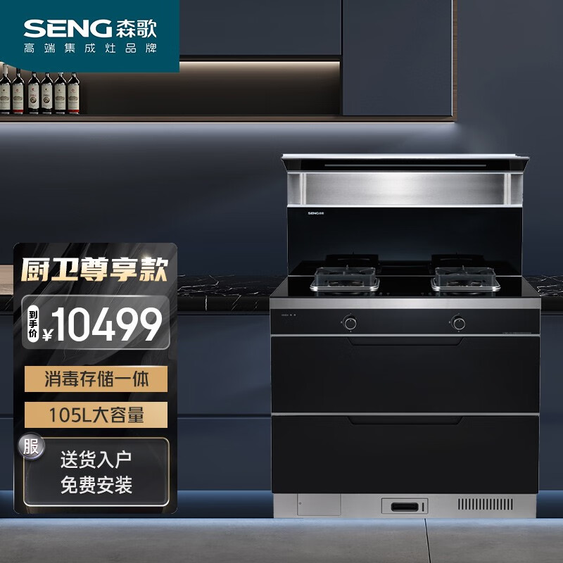 森歌(seng) 森歌集成灶f6环保灶侧吸式下排烟集成灶具抽油烟机燃气灶