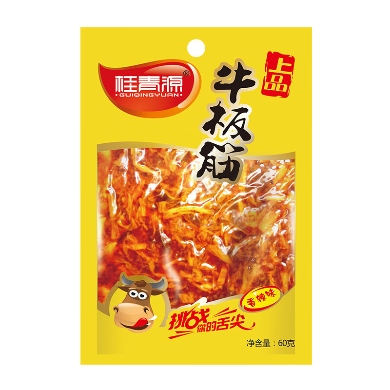 桂青源 上品牛板筋60g*5袋香辣甜辣下酒菜办公室休闲零食牛肉干牛板筋 香辣味