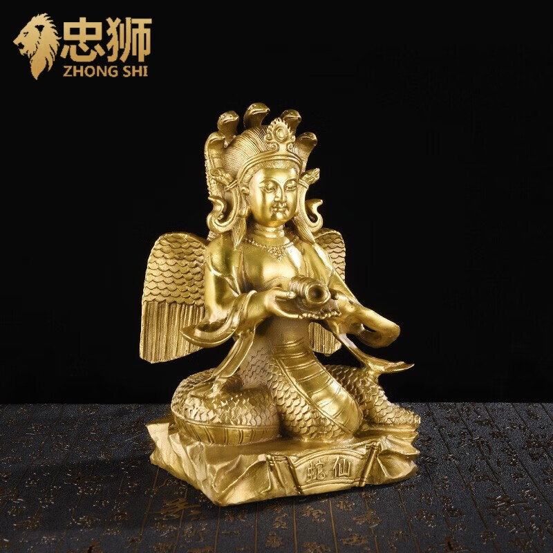 礼亿源 铜蛇仙男女摆件蟒仙铜像保家仙保安平仙安铜像家居摆设 蛇仙女