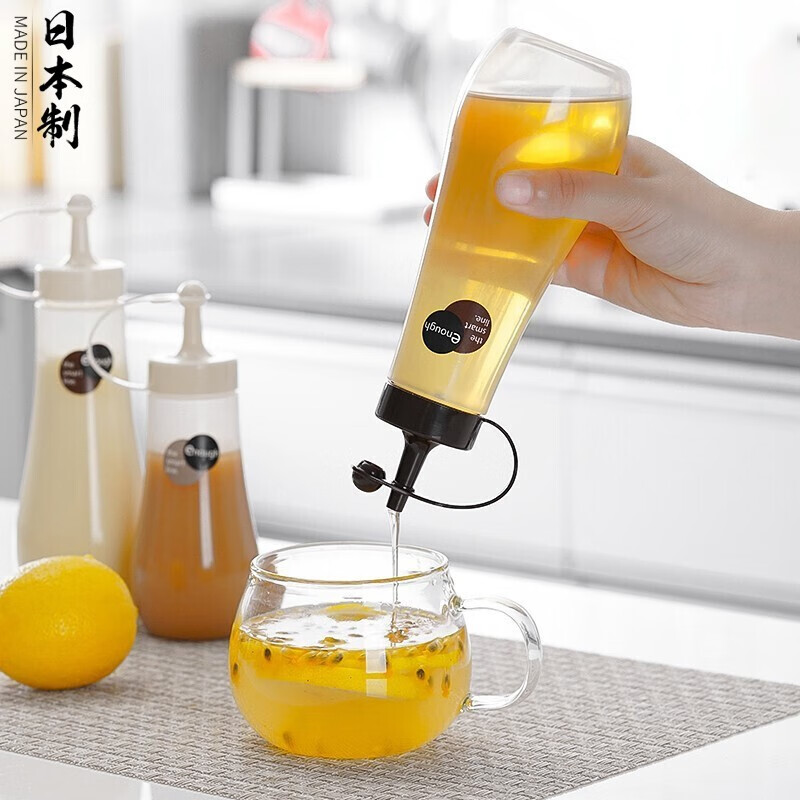 家の物语（KATEI STORY） 日本进口蜂蜜分装瓶塑料便携式方便倒挤压瓶子家用罐挤蜂蜜神器 大号棕色 360ml