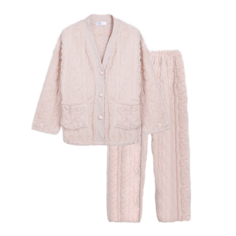 夏.娃.之.秀家居服女加厚法兰绒冬季保暖睡衣两件套女J7006浅杏色购买指南