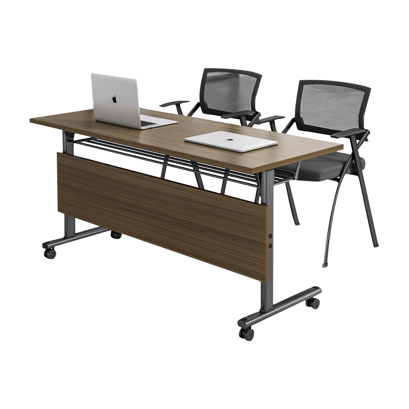 洛来宝折叠会议桌培训桌椅组合移动办公桌双人会议桌1400*400*750mm(含2椅)