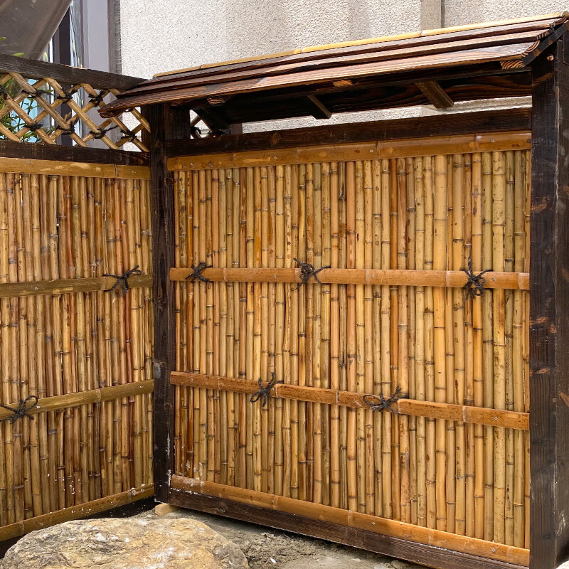 竹篱笆墙栅栏围栏花园门竹竿竹子室户外家用竹排防腐防霉 黄竹1平方