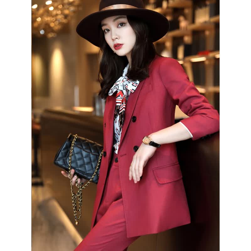 图美其高端轻奢加厚西装套装女秋款季2021新款高端大气职业装时尚气质