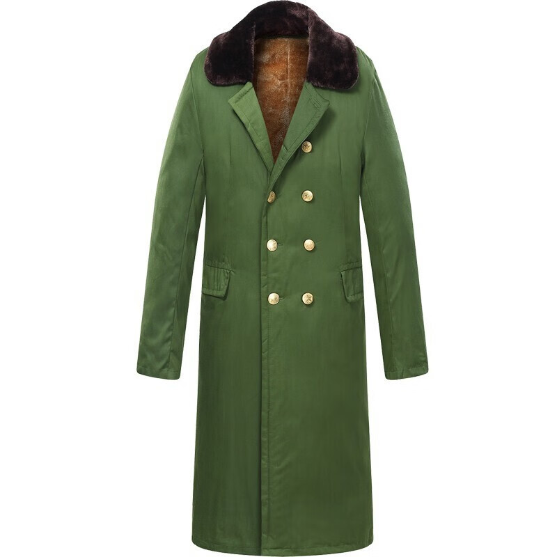 军绿色军大衣防寒男冬季加厚加长款保安大衣棉服军抓绒大衣可拆卸大衣