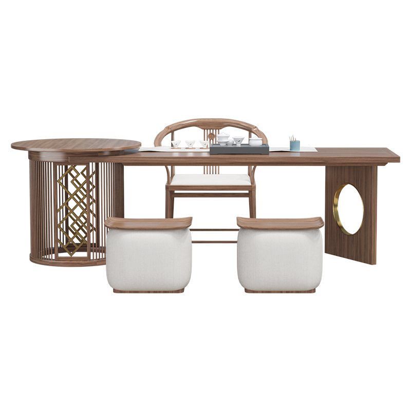 轩仕居 实木茶桌椅组合茶台桌套装 功夫泡茶桌 新中式现代简约茶桌茶几桌 阳台办公室茶桌茶具桌茶道桌 1.6米茶桌(深/浅色可备注)