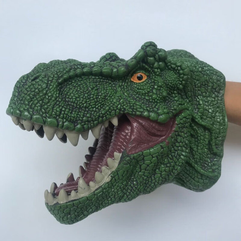 动物头套软胶鲨鱼鲨臂可张嘴巴可动子互动玩具 霸王龙【颜色随机】