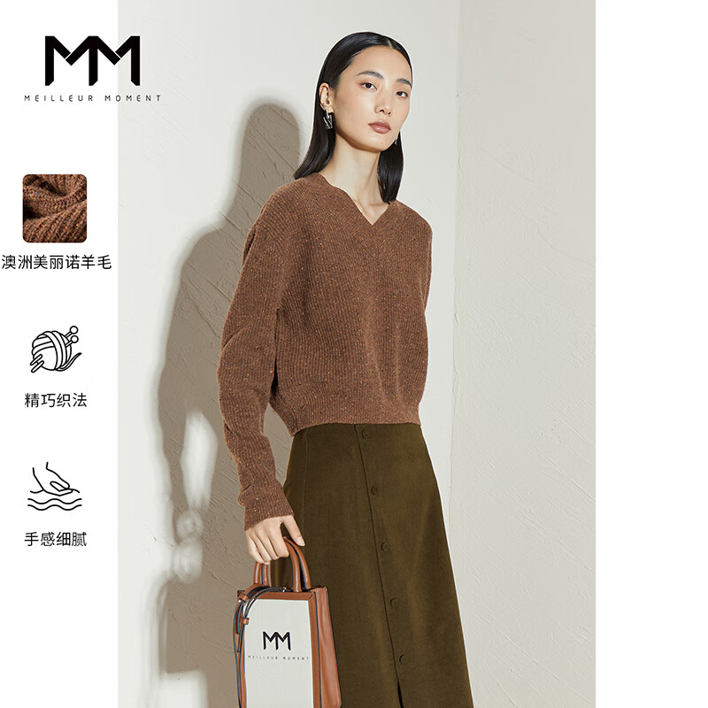 商场同款MM麦檬秋冬新羊毛衫内搭打底针织衫女5CA231231 红棕 5CA231231 155/80CM/S怎么样,好用不?