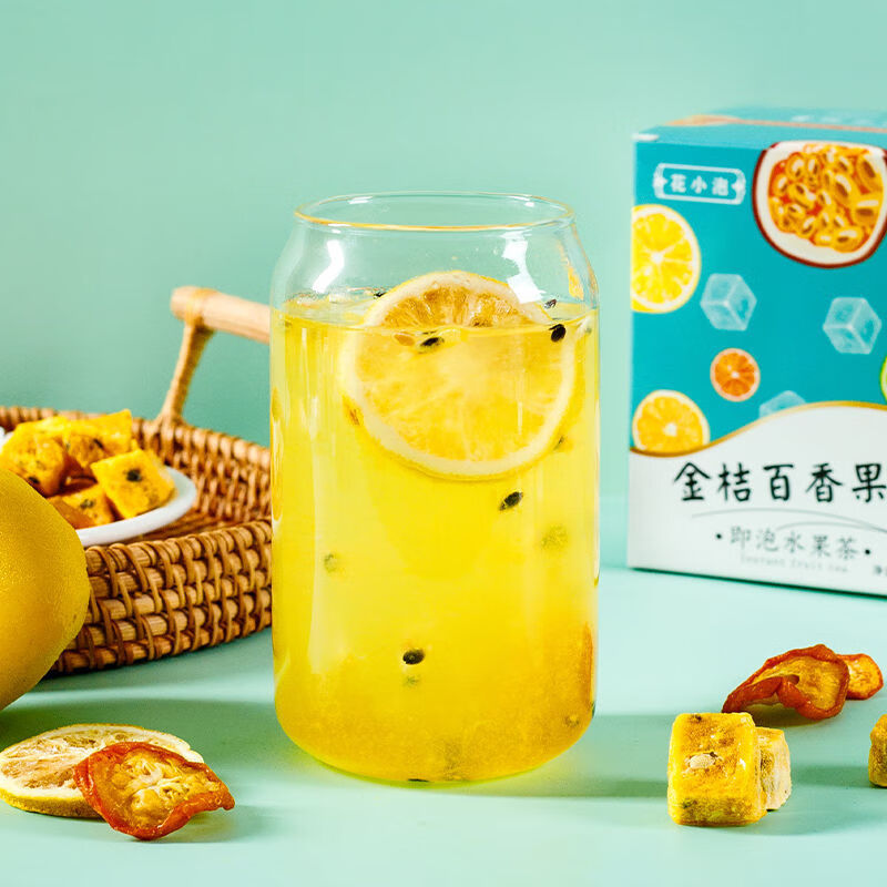 金桔柠檬百香果茶水果茶网红饮品蜂蜜冻干柠檬片学生冲泡茶花果茶