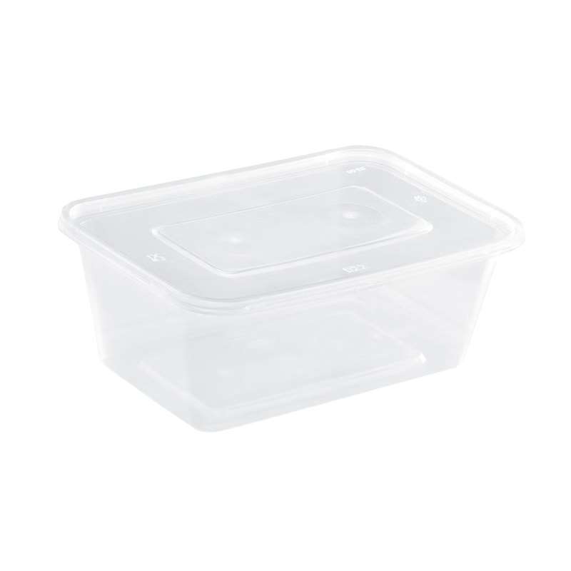 京东京造 一次性饭盒餐盒打包食品级可微波方形带盖烧烤露营900ml【50套】