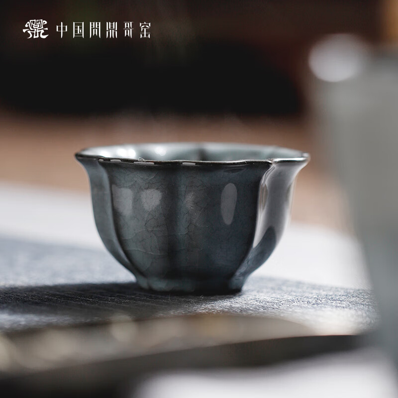 问鼎 哥窑宋纹宝相杯陶瓷杯子功夫茶具主人杯单杯开片品茗杯景德镇