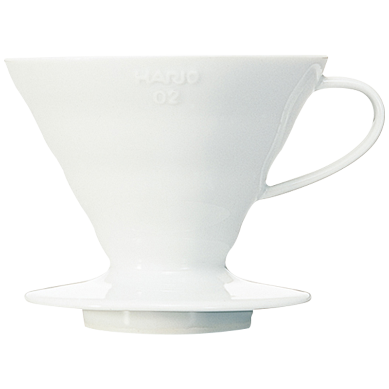 HARIO 日本V60经典陶瓷咖啡滤杯有田烧咖啡杯手冲咖啡杯带配套量勺VDC 白色1-2人份+量勺