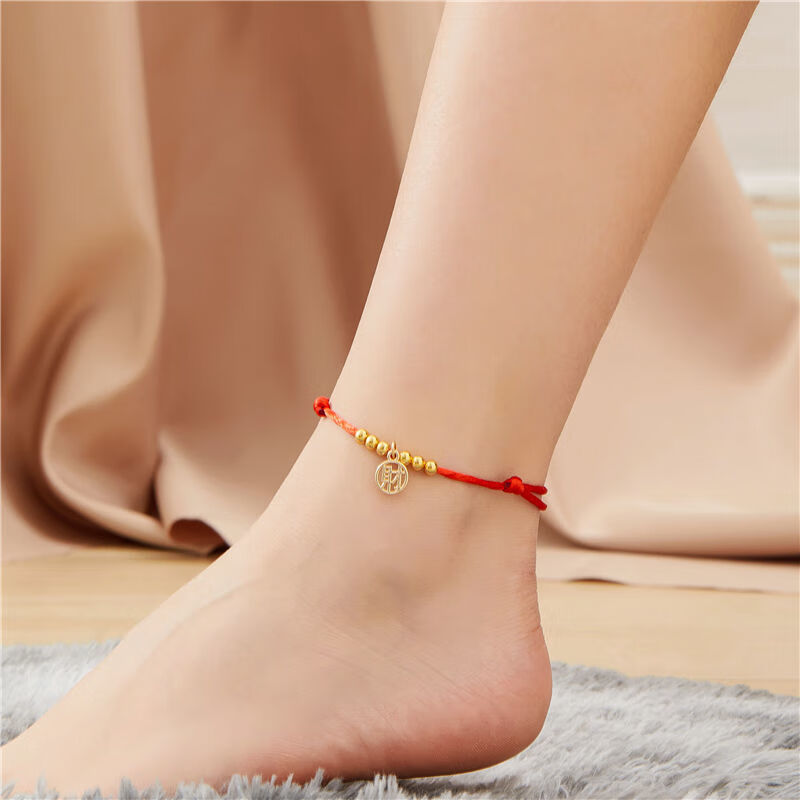 【nice】脚链女性感脚踝手工编织红绳脚链女学生韩版简约福牌生日礼物