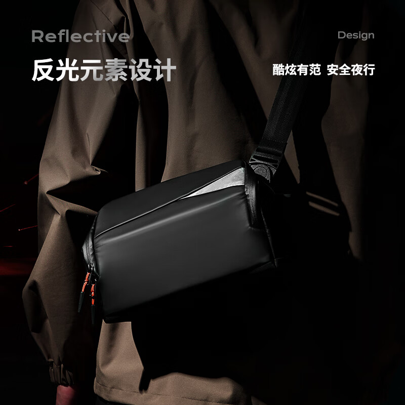 inateck数码斜挎包X-mode随行包手提包数码收纳多功能包户外运动休闲包 曜石黑【有肩带款】