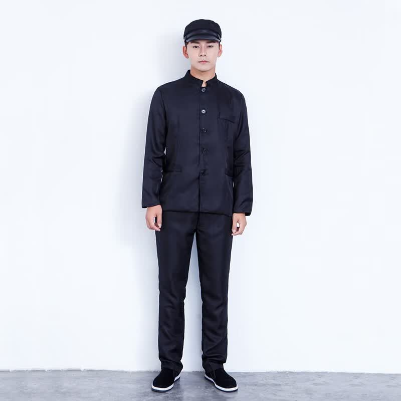 柠潮民国风学生装演出服五四青年装女中山服男复古毕业照服装舞台班服 黑色中山装（单层上衣+裤子） S属于什么档次？