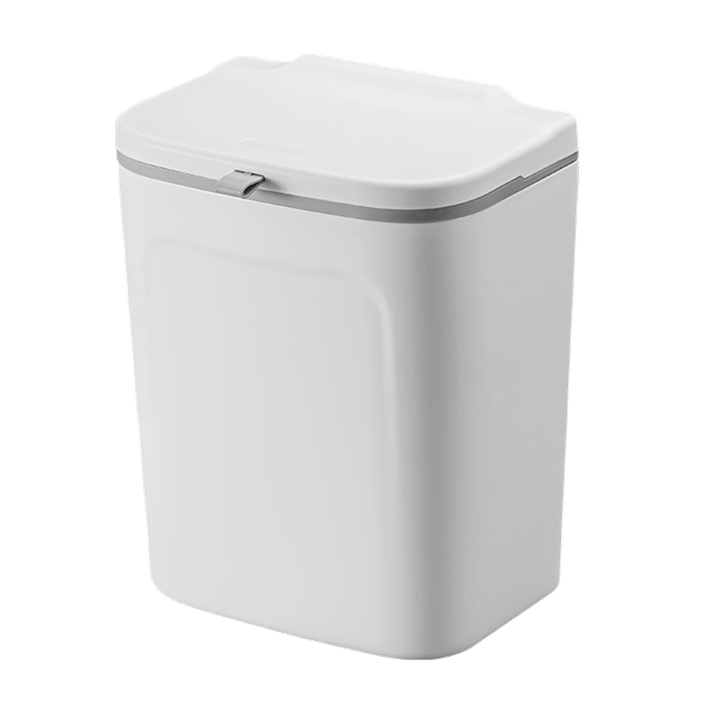 乐艺佳 厨房垃圾桶带盖大号家用壁挂式卫生间厕所客厅分类厨余垃圾篓夹缝翻盖垃圾筒 白色（9L）10046547709647