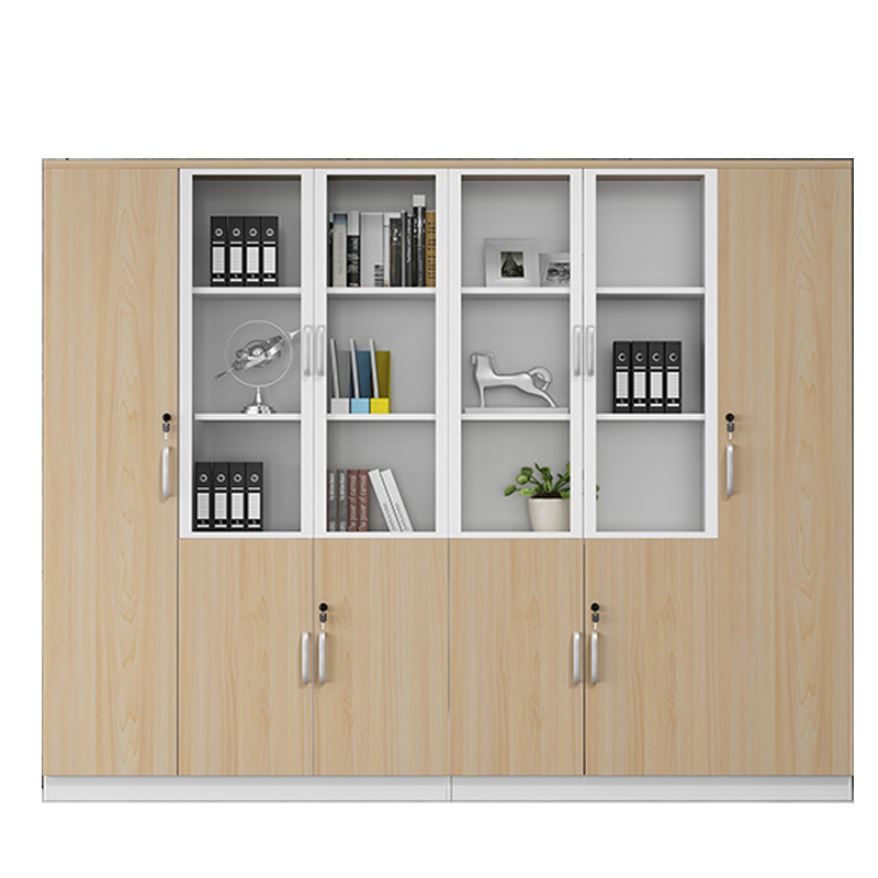 百媛办公室文件柜简约现代木质文件柜带锁资料柜带门落地柜木质档案柜黄色带锁 2门款式A