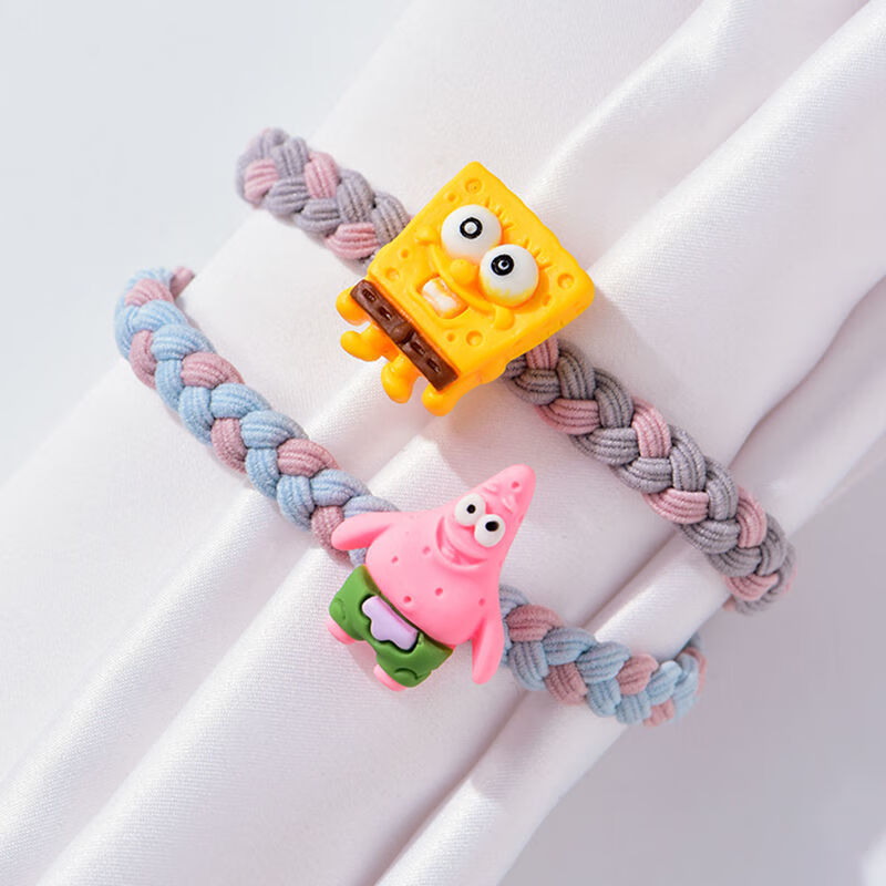 一对磁铁小皮筋情侣手链 磁吸-【海绵宝宝 派大星】 磁吸编织卡通手链