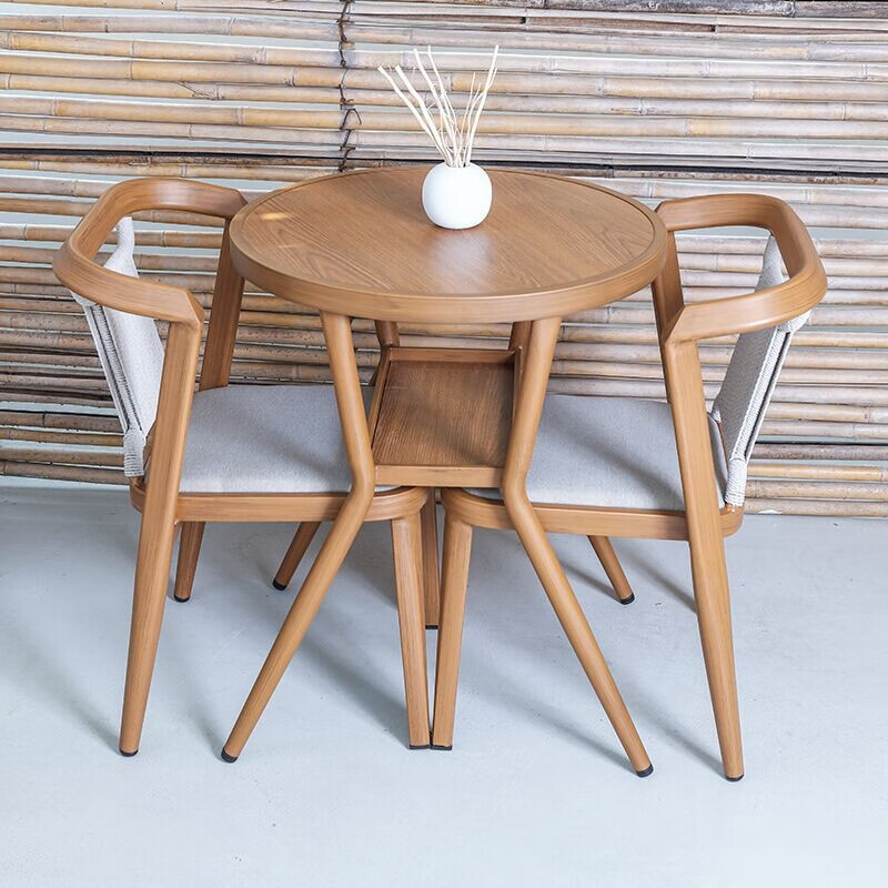 阳台茶桌椅组合三件套小型简约现代小茶台轻奢创意阳台休闲桌椅 2抹棕