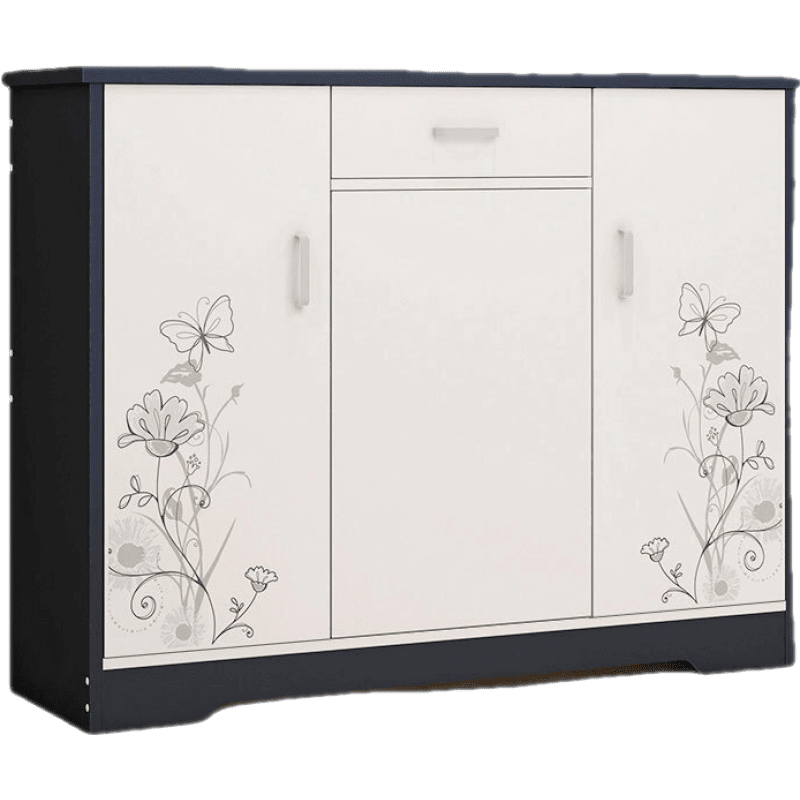 醉季 鞋柜简约现代门厅柜简易经济性鞋柜家用多功能仿实木鞋柜欧式 005G 100cm-生机勃勃(黑框) 加宽护栏多元收纳