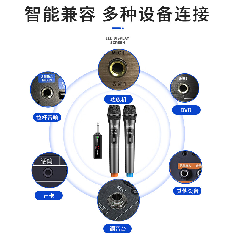 先科（SAST）充电无线麦克风话筒U段家庭KTV唱歌演讲舞台K歌会议音箱音响功放电视车载电脑OK-62单只 黑