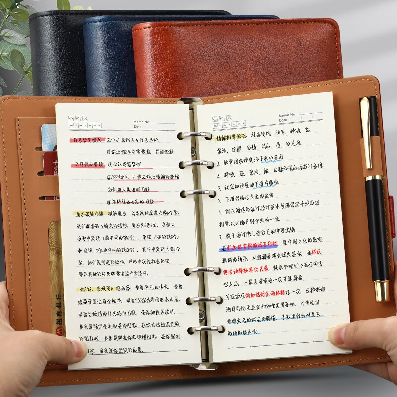 法拉蒙（faramon）活页笔记本子文具A6商务办公记事本小号活页本可随身携带皮面日记本 A6-棕色