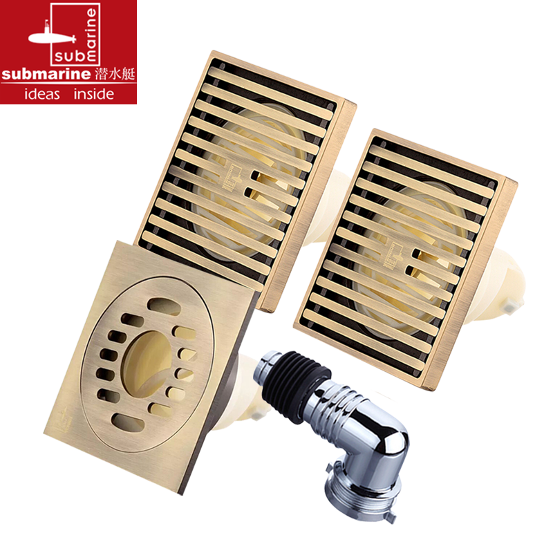 阳台卫生间浴室淋浴洗衣机青古铜拉丝仿古铜防臭地漏弯头防臭芯套装