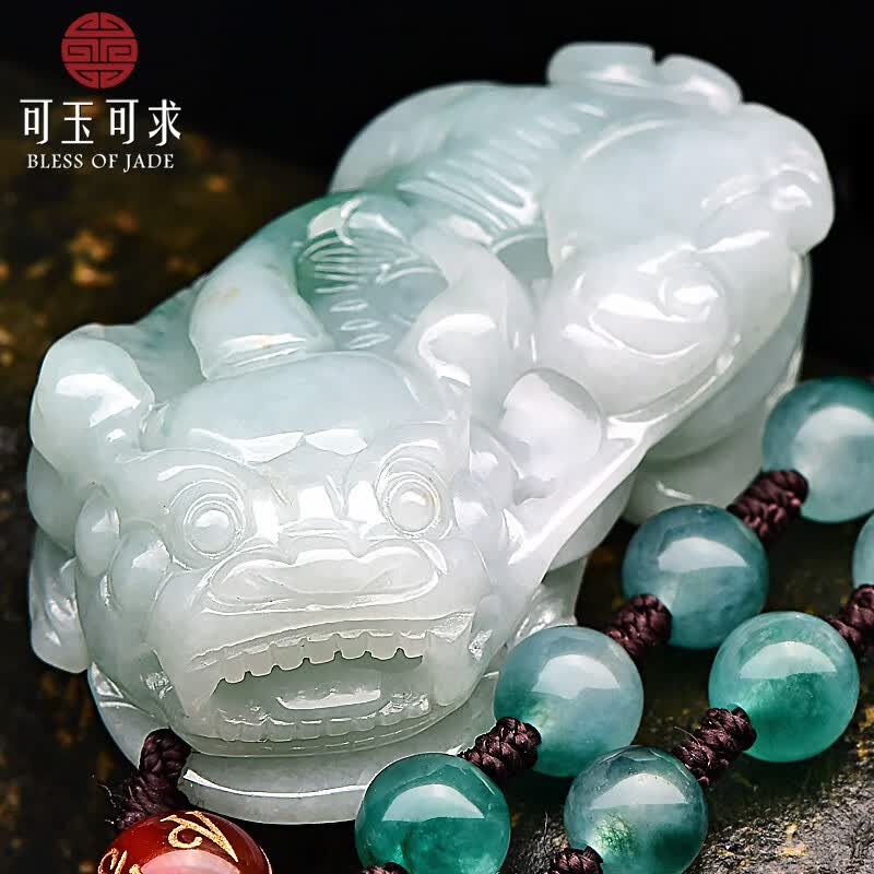 可玉可求直播选货 翡翠貔貅吊坠 男女款冰底飘绿霸王玉貔貅吊坠玉石挂件 款一 F1867x 京东折扣/优惠券