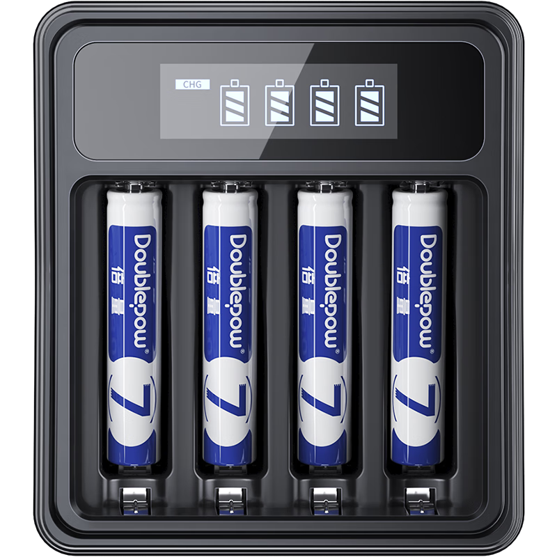 倍量(Doublepow)7號電池1000毫安時(shí)4節七號充電電池液晶充電器套裝適用于玩具遙控鼠標鍵盤(pán)等