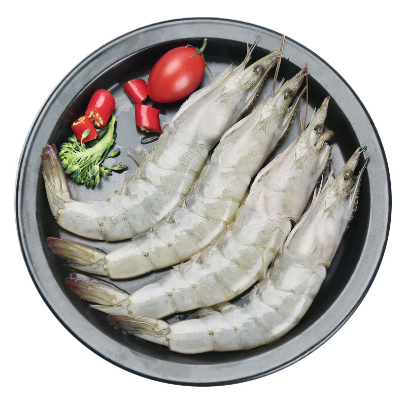 禧美海产 厄瓜多尔白虾 净重1.8kg/盒（加大号）75-90只  盐冻大虾 海鲜