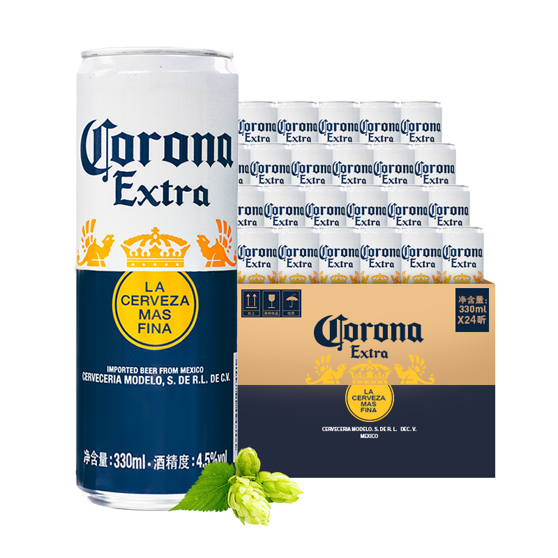 科罗娜（CORONA）百威集团科罗娜啤酒拉格啤酒墨西哥风味330ml*24听啤酒整箱装