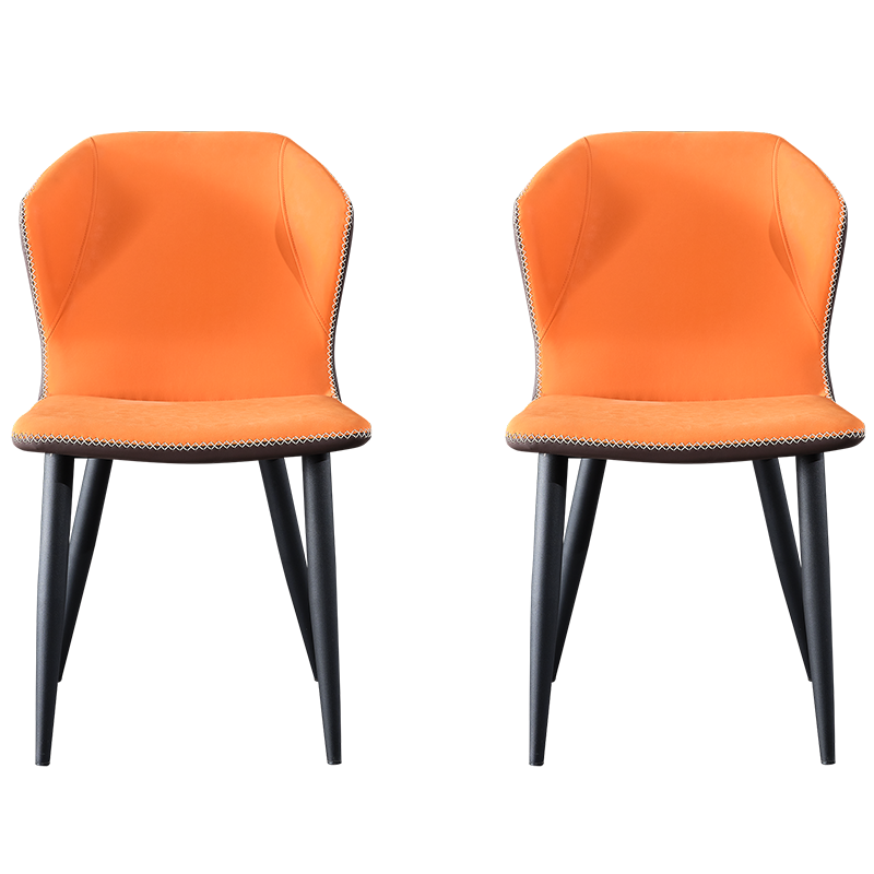全友家居 餐桌椅 简约意式岩板餐桌轻奢客厅餐厅金属框架1.4米1.6米长方形餐桌椅126702 126319桔色餐椅*2