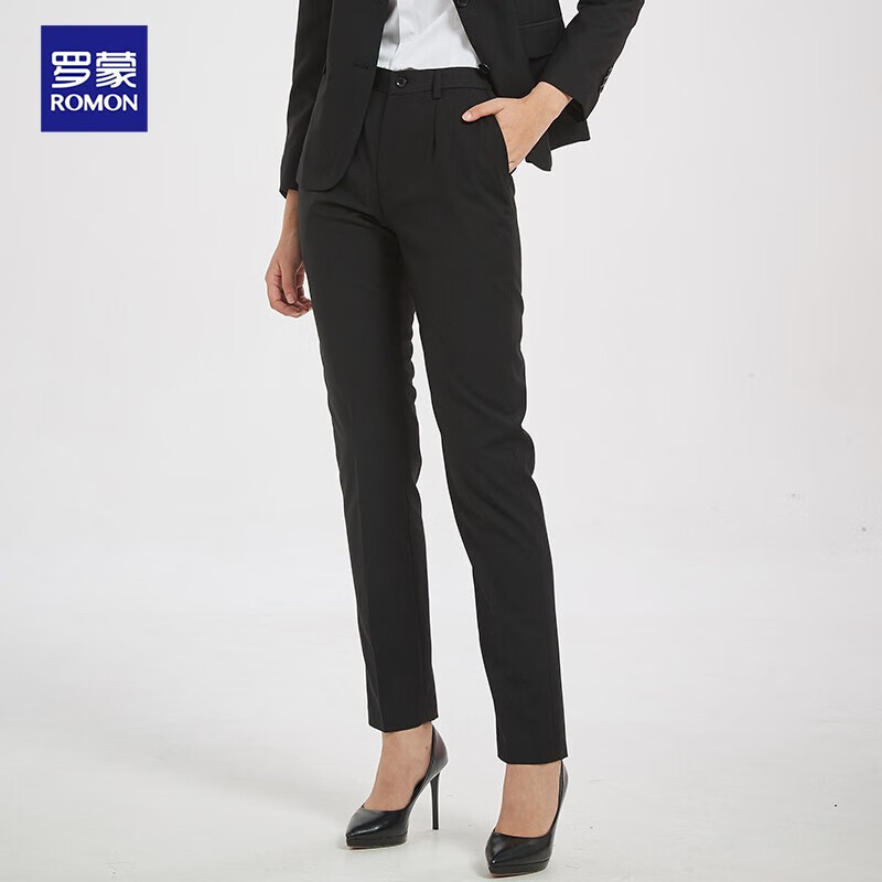 罗蒙西裤女商务正装夏季款面试工作高腰西装长裤子显瘦直筒职业工装裤 黑色 2XL使用感如何?
