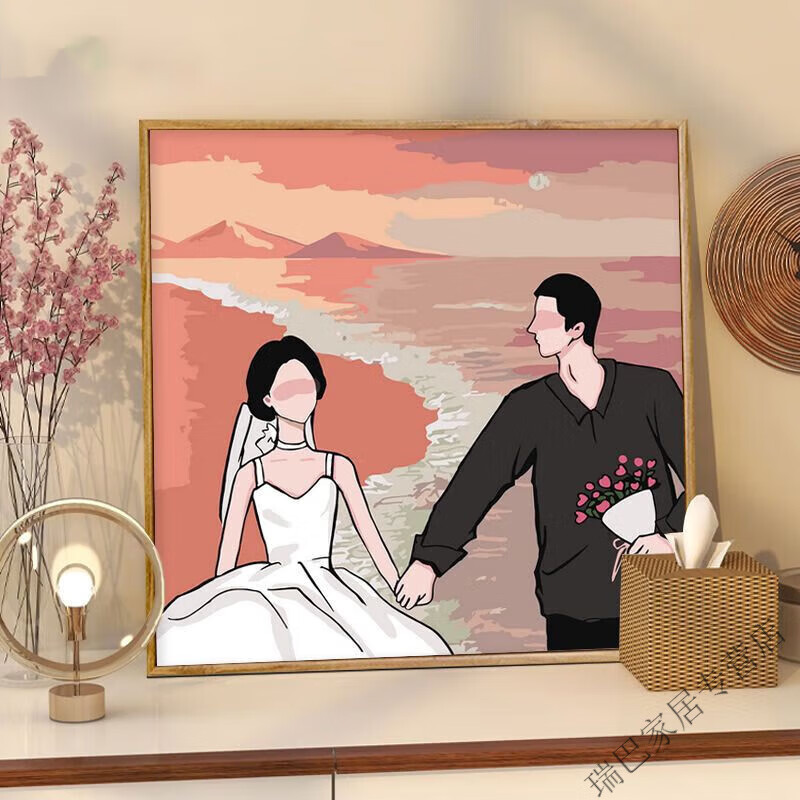 油画520节情侣礼物送男女朋友手工填充涂色彩绘画 男短发星辰大海