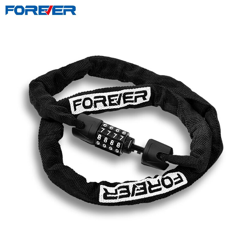 永久（FOREVER）自行车锁链条锁防盗山地车密码锁钢缆锁单车电动车通用链条锁4位密码 骑行装备