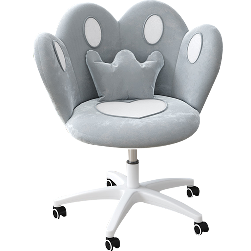 舒客艺家 电脑椅家用桌女生舒适久坐靠背椅网红主播椅子可爱卧室座椅宿舍转椅学习书椅子 猫爪-深灰色(带抱枕)
